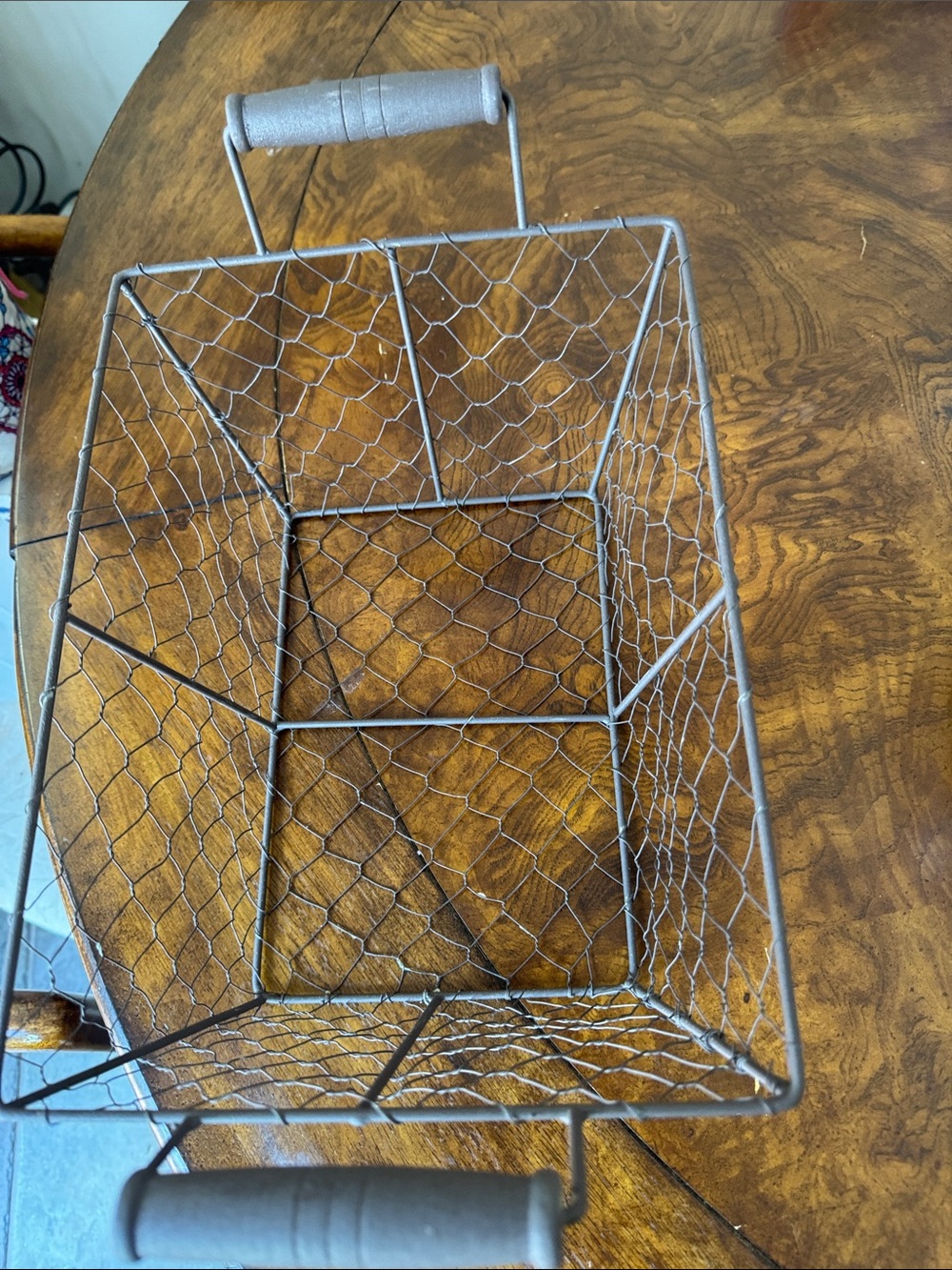 Rustic Wire Storage Basket with Gray Finish